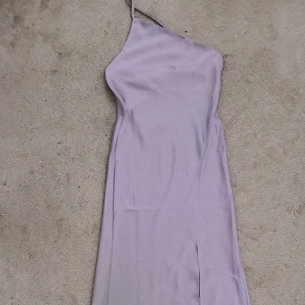 Commense Purple Strapless Slit Gown